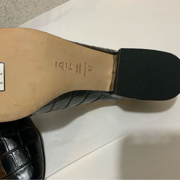 New Tibi Marlow  Women's 7 EU 37 Black Croc Embossed Leather Italy - Picture 6 of 9